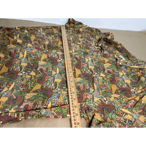 Earthbound Trading Co Men Size XXL Mushroom Print Button Up Short Sleeve Shirt - Picture 7 of 11